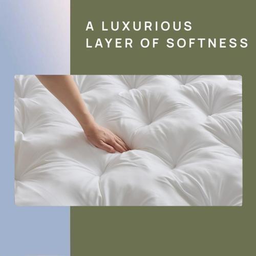 Memory Foam Mattress Topper or Back Pain Relief, Extra Thick Gel Memory Foam Bed Topper, Soft Fluffy Supportive Pressure Relief Mattress Pad,
