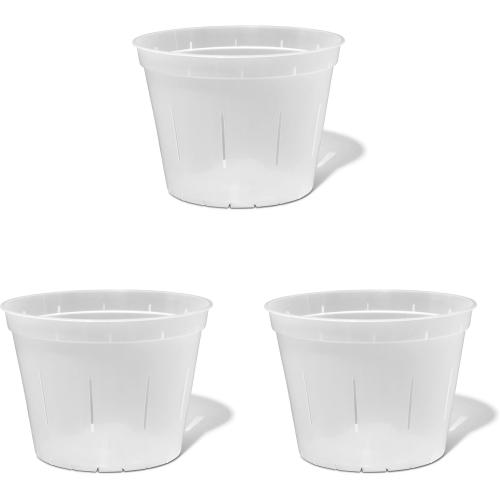 rePotme Orchid Pot -10 inch Slotted Clear Plant Pots - 3 Pack (Crystal Clear)