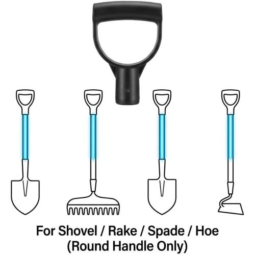 QWORK D Grip Handle 1-1/8 Inner Diameter – Secure Replacement for Shovel, Spade & Rake, 4 Pack