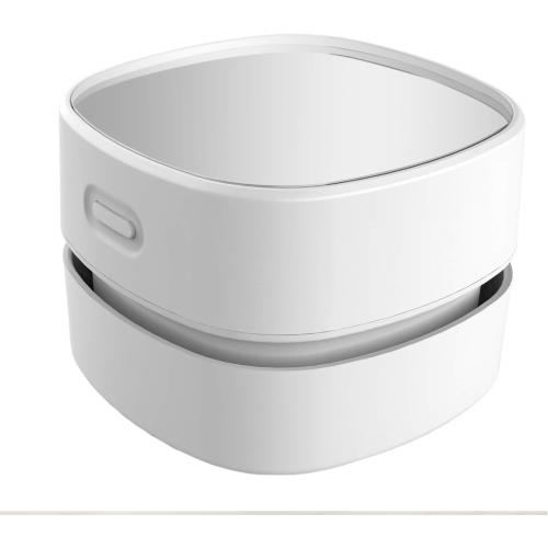 ODISTAR Desktop Vacuum Cleaner, Mini Table dust Sweeper Energy Saving,High Endurance up to 90 mins,Cordless&360º Rotatable Design for Keyboard/Home/School/Office(White AA Battery)