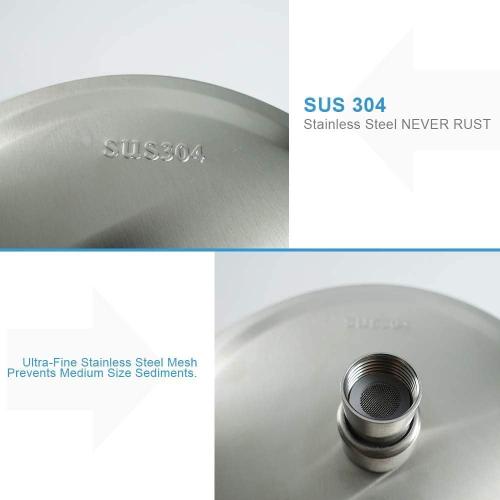 NearMoon Round Rain Shower Head With Shower Arm, Large Stainless Steel Rainfall Shower-Waterfall Full Body Coverage (12 Inch, Brushed Nickel)