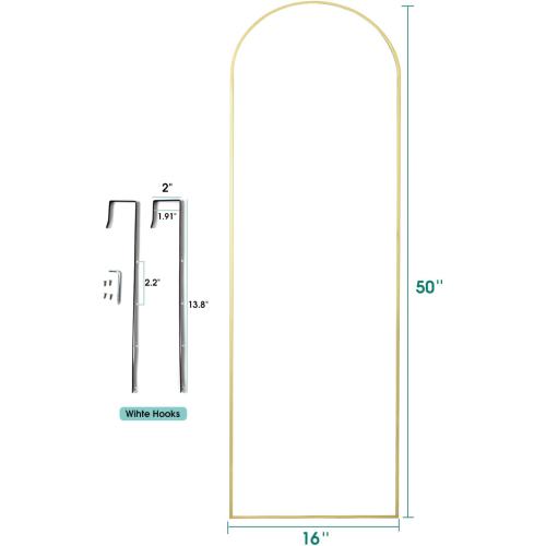 Size 16x50 Color Gold Full Length Arched Mirror, 16'' x 50'', Hanging/Leaning, Home Decor, Gold