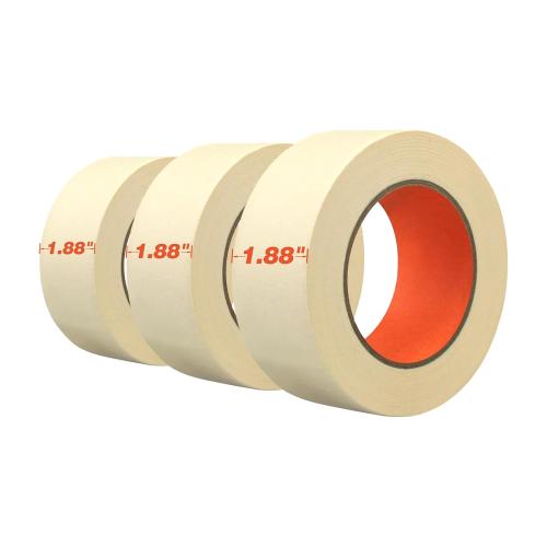 Masking Tape 1.88inch x60 Yards x 3 pack General Purpose Beige White Color (180 Total Yards) Decorative Home and Office Craft Tape for Painting, Home, Office, School Stationery, Arts, Crafts