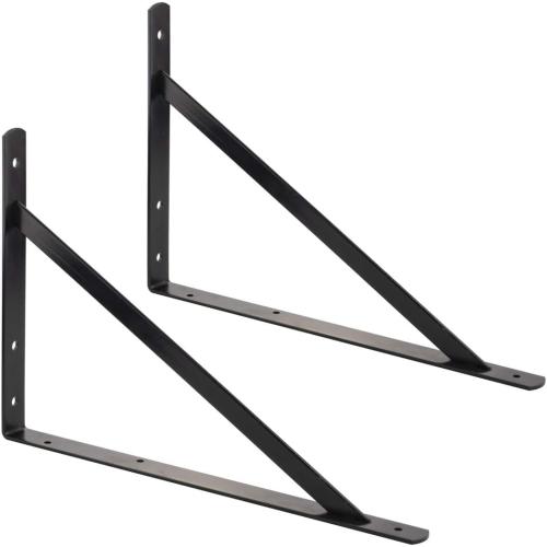 Amazon Basics 10 Pack L20 x H 13 Black Heavy Duty Shelf Brackets with Screws, Metal Shelf Brackets, Strong Steel