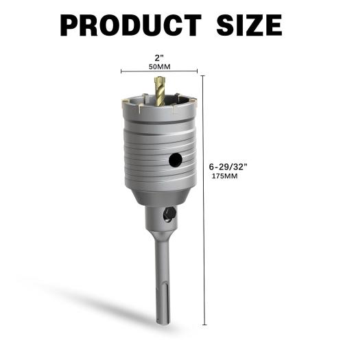 2 Concrete Hole Saw,50mm Masonry Hole Saw, with 110mm SDS Plus Shank Connecting Rod for Concrete Brick Cement Stone Wall Drilling Home Improvement