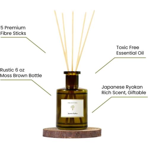 PRISTINE Japanese Ryokan Reed Diffuser for Home | Fresh Lavender, Moroccan Amber Reed Diffuser Set, Oil Diffuser & Reed Diffuser Sticks- Home & Office Decor-Fragrance Gift