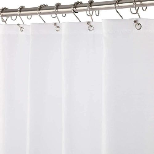 Amazer Long Stall Shower Curtain Liner Washable, 54 x 78 Inches, Fabric Shower Liner with 2 Bottom Stones, Waterproof RV Shower Curtain Liner, 9 Grommet Holes, Hotel Quality, White