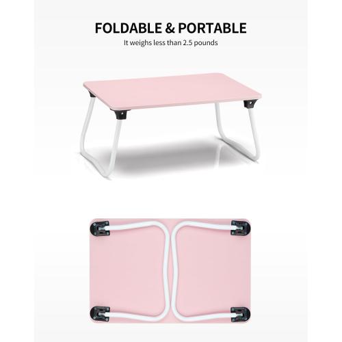 Ruxury Foldable Lap Desk Laptop Stand Bed Desk Table Tray, Breakfast Serving Tray, Portable & Lightweight Mini Table, Lap Tablet Desk for Sofa Couch Floor - Pink
