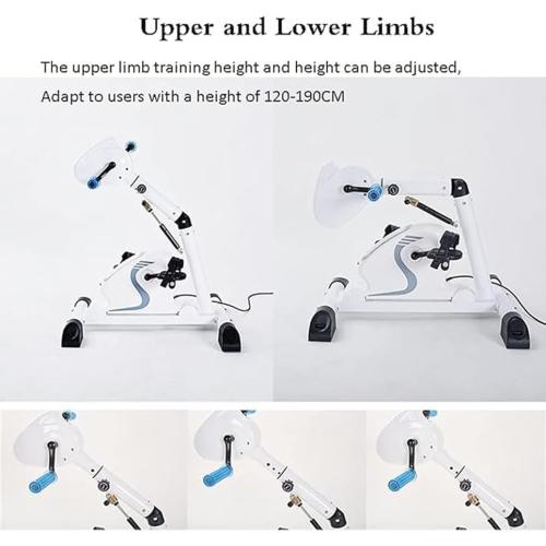 LANGWEI Motorized Pedal Exerciser with Protector Bracket, Electric Exercise Bike with Leg Arm Workout for Elderly Handicapped & Disabled
