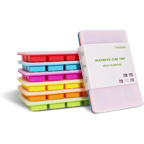 Silicone Ice cubes, Silicone gel ice cubes tray, a box of 12 ice cubes with Lid, mold combination, Easy release Ice Cube Mould (Red Blue)