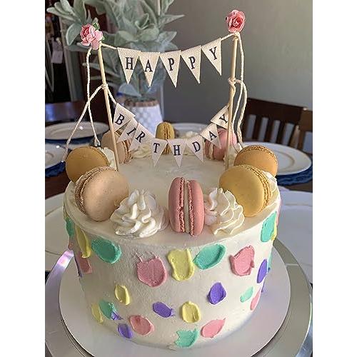 Happy Birthday Cake Topper Cake Topper Garland with Pink Rose