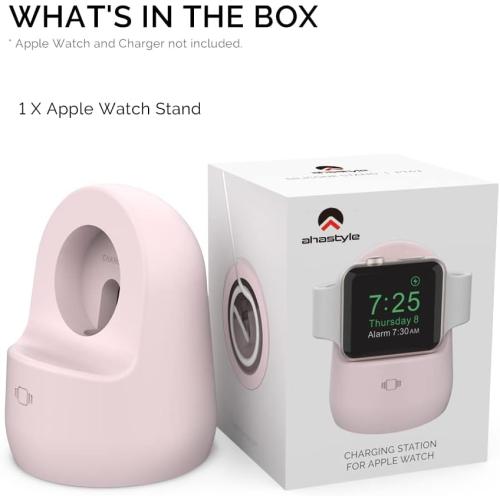 AhaStyle iWatch Stand Silicone Charging Dock Holder for Apple Watch Ultra 2, Ultra, SE2, Series SE, 7 6 5 4 3 2 1 (45/44/42/41/40/38mm), (Pink)