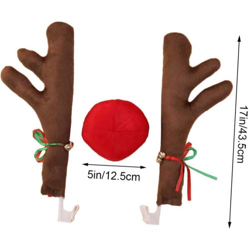 Christmas Car Reindeer Antler Kits Brown Car Antlers with Nose Sturdy Fabric