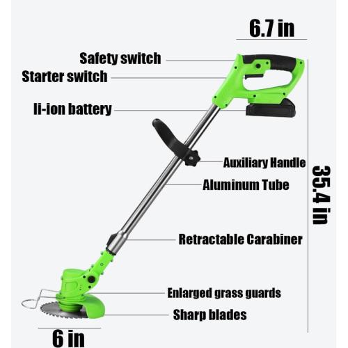 Electric Weed Wacker Cordless, with 2 X 21V 2.0Ah Battery Powered, 3 in 1 Stringless Grass Trimmer/Mini Mower/Brush Cutter Cordless， 4 Types of Cutting Blades, Brush Cutter for Lawn Yard Garden