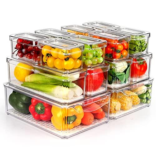 ZIJUND 14 Packs Fridge Organizers and Storage, Refrigerator Organizer Bins
