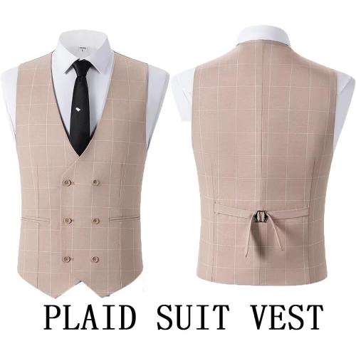 Size XL...Men's Plaid 3 Pieces Suits Slim Fit Tuxedo Sets for Men Business Formal Wedding Groomsmen Solid Blazer Jacket Vest Pants Sets