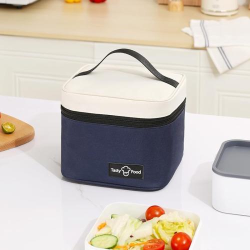 Lunch Bag for Men, Portable Lunch Bag for Adults, Top handle Lunch Box Food Bag for Work, Square Food Bag for Office, Picnic (Navy Blue)