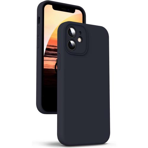 Supdeal Liquid Silicone Case for iPhone 12, [Camera Protection] [Anti Fingerprint] [Wireless Charging] 4 Layer Phone Case Protective Cover, Built-in Microfiber Case Cover, 6.1, Black
