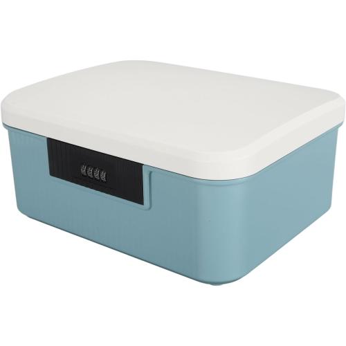 Lockable Storage Container Bin, 9L Capacity Combination Lockable Storage Box Heavy Duty Plastic Trunk with Lock for Office School Home Files Document Organizer (Grey) (White) (Blue)