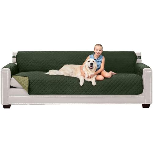 Sofa Shield® Couch Slip Covers for Dogs, Reversible Furniture Protector with Strap, Stain and Tear Resistant Cushion Cover, Machine Washable Slipcover Pets, Cats, Hunter Green Sage‼️ animal hair and spots ‼️