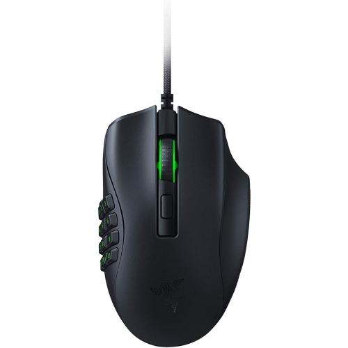 Black Razer Naga X - Ergonomic MMO Gaming Mouse with 16 Programmable Buttons (Optical Mouse Switches, 5G Optical Sensor, Chroma RGB, Speedflex Cable) Black