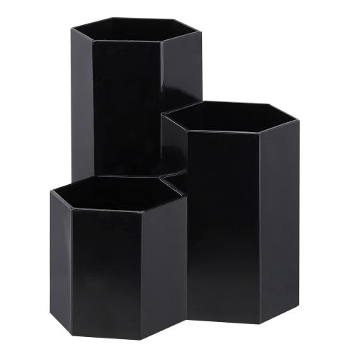 LoveBB Makeup Brush Holder Organizer, 3 Slot Plastic Cosmetics Brushes Pen Storage Solution, Black