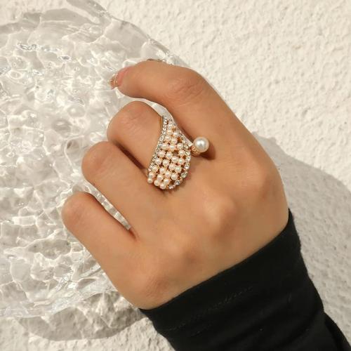 CSIYANJRY99 Vintage Pearl Ring Stacking Promise Pearl Rings Adjustable Open Finger Ring Trendy Personality Statement Jewelry for Women