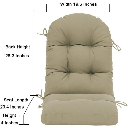 QILLOWAY Outdoor High Back Chair Cushion for Adirondack, All Weather Rocking Chair Cushions Thick Padded Replacement for Patio Furniture Set of 2,Beige