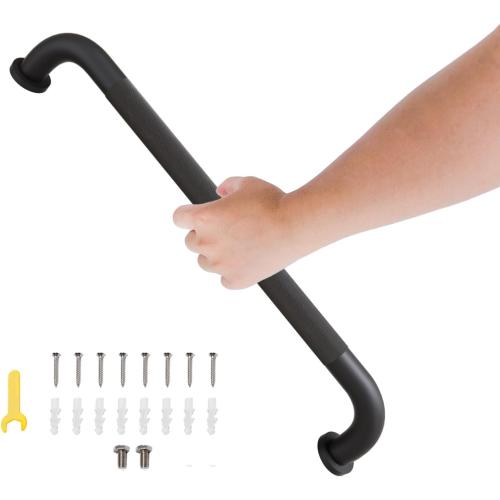 Shower Grab Bar, Bathroom Grab Bar Handle with Anti-Slip Knurled Grip, Stainless Steel Bath Balance Bar, 1.25 Diameter Bath Safety Bar Support for Seniors Elderly Pregnant, Matte Black