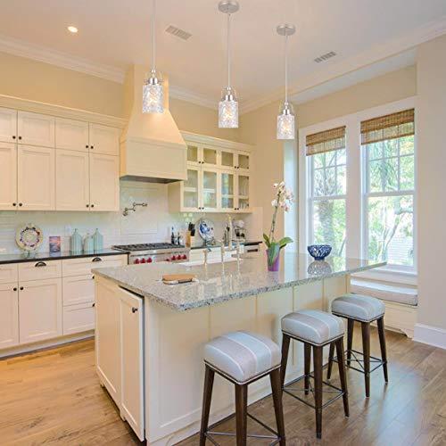 ALICE HOUSE 3 Pack Mini Modern Pendant Lights for Kitchen Island, Brushed Nickel Glass Hanging Lamp, Contemporary Farmhouse Hanging Lighting for Dining Room, Restaurants AL9082-P1 (Set of 3)