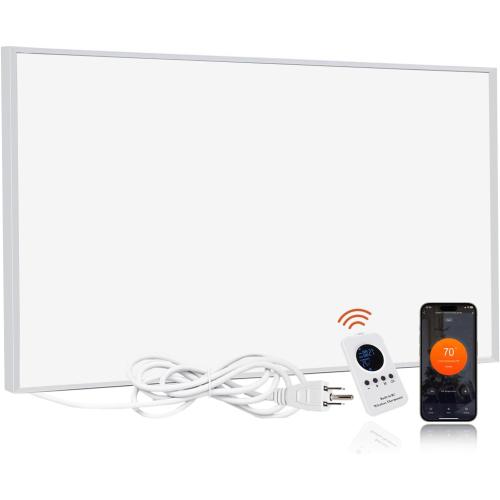 Space Heater for Indoor Use 600W– Wall Mounted Smart Infrared Heating Panel Appliance with Thermostat, Overheating Protection, Energy Efficient, 100% Flame Retardant, 10-Year Warranty