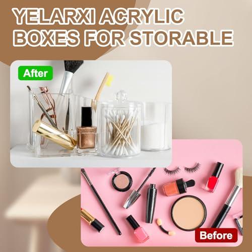 Acrylic Box with Lid, 4.33 x 4.33 x 1.57 in Acrylic Display Case Plastic Square Cube Container Storage Holder Stackable Bins for Cosmetic Collectible Candy Jewelry(2 Pack, Clear)