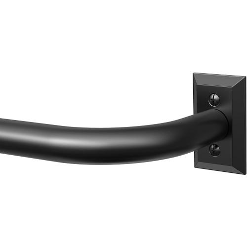 Black Curtain Rods, Heavy Duty Wrap Around Curtain Rod for Windows 48 to 84 Inch, Adjustable Decorative Blackout Drapery Pole, Modern Room Darkening Rod for Blackout Curtains, Matte Black