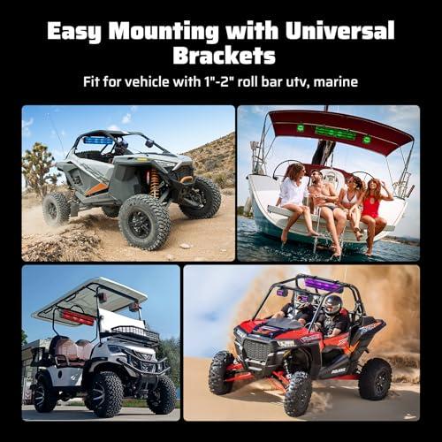 Ehaho 2.1CH Stereo UTV Sound Bar, 26 Inch Bluetooth UTV Speakers with RGB | BT & AUX/USB, ATV Speaker System & Subwoofer, 700W Peak Power, IP66 Waterproof, Fits 1-2 Roll Cages for Golf Cart UTV RZR