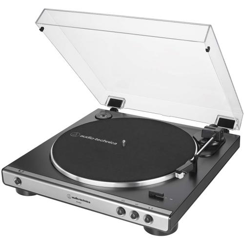 Audio-Technica AT-LP60X-GM Fully Automatic Belt-Drive Stereo Turntable, Gunmetal/Black, Hi-Fidelity, Plays 33-1/3 and 45 RPM Vinyl Records, Dust Cover, Anti-Resonance, Die-Cast Aluminum Platter