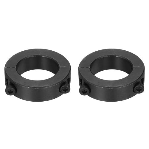 uxcell 2pcs Double Split Shaft Collars 22mm Bore, Two-Piece Clamping Collar 35mm OD 10mm Thickness Carbon Steel Lock Collar Clamp with Set Screws (Black Oxide)