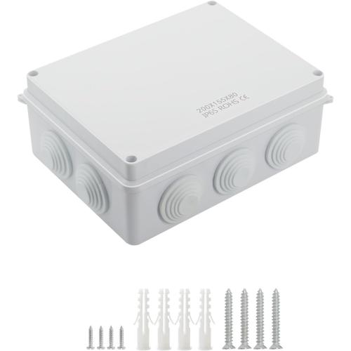 LeMotech ABS Plastic Dustproof Waterproof IP65 Junction Box Universal Electrical Project Enclosure White 7.8 x 6.1 x 3.1 inch (200 x 155 x 80 mm)