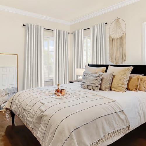 Beige , 2 Panels MIULEE 100% Blackout Curtains 90 inches Long Linen Curtains & Drapes for Bedroom Back Tab Living Room Darkening Full Black Out Window Curtain Panels Rod Pocket, Beige, 2 Panels Set