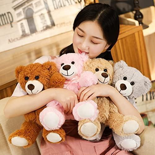 Plush Teddy Bear Cute Stuffed Animal Bear with Bow Plush Toys 13.8 Inches (Brown)