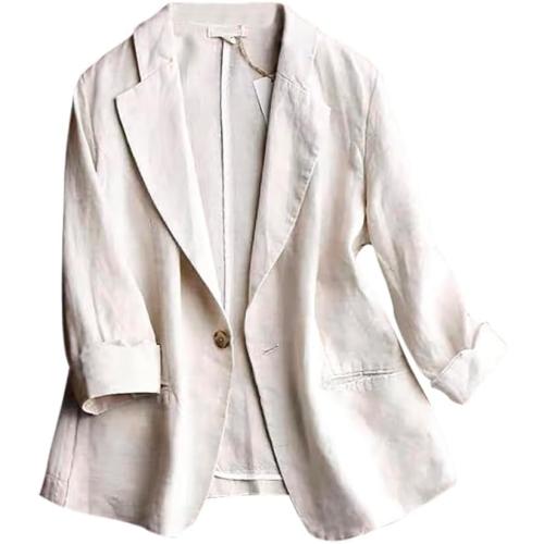 Size 3 XL..Linen Blazer Women 3/4 Sleeve Lightweight Spring Summer Blazer Jackets