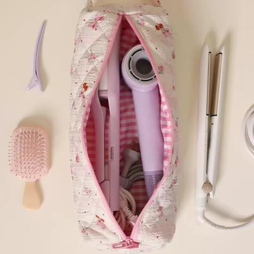 Bow Hair Tools Bag, Styling Tool Organizer for Travel Pink