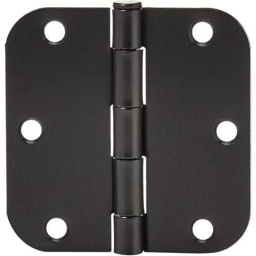 Amazon Basics Sturdy Rounded 5/8 Radius Interior Door Hinges, 3.5 x 3.5, 18 Pack, Matte Black