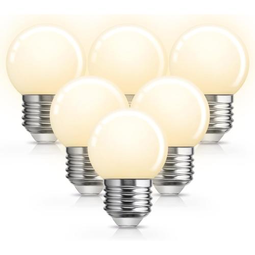 G14 LED Low Watt Light Bulbs, 15W Equivalent Small Globe Light Bulbs, 1W Soft White 3000K Small Night Light Bulbs for String Lights, Window Candle, Table Lamp, E26 Base, Non-dimmable, 6 Pack