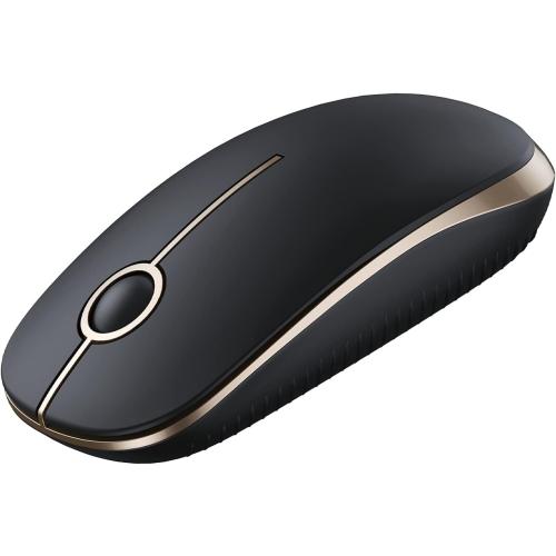 VssoPlor Wireless Mouse, 2.4G Slim Portable Computer Laptop Mouse with Nano Receiver Quiet Silent Optical Mice for Notebook, PC, Laptop, Computer-Black and Gold