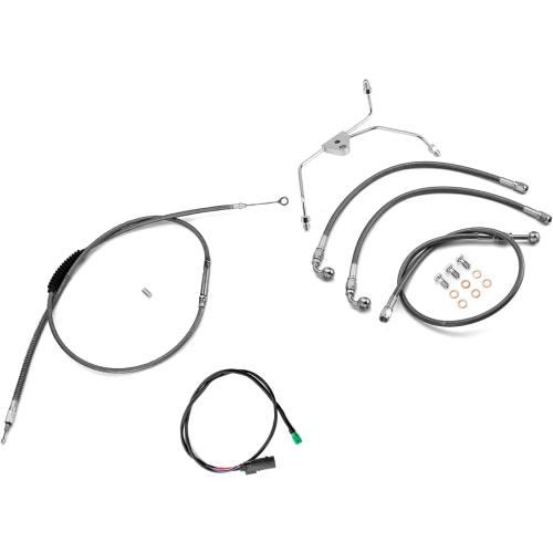 Mofun Cable Kit Fit for Harley Touring 2008-2013, For 10-12 Handlebar | Include Clutch Cable, Non-ABS Brake Line, Throttle by Wire Extension, Fit for Street Road Electra Glide Road King Black