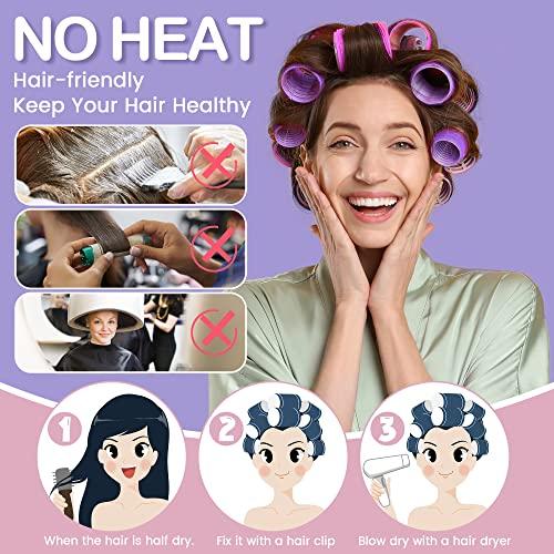 33 Piece Hair Rollers set, Self Grip Hair Rollers for Long Medium Short Hair, ELASO Large Medium Hair Curler （22 Rollers   10 Stainless steel Clip  1 Storage Bag）
