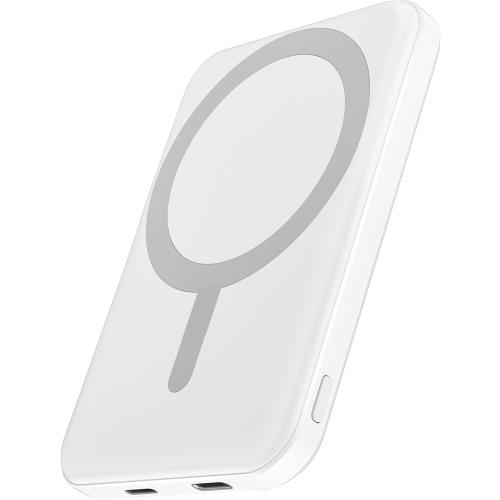 podoru for Magsafe Battery Pack, 5000mAh Magnetic Power Bank with Type-C Cable 20W PD Fast Charging Lighting Input Wireless Portable Charger for iPhone 17/16/15/14/13/12/ All Series-Snow White