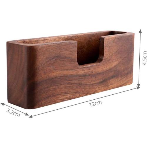 Wood Business Card Holder, Tabletop Walnut Name Card Holder, Office Desktop Wooden Business Card Stand, 50 Cards
