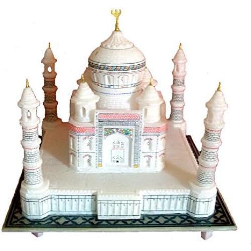 StonKraft Taj Mahal Replica, White Marble Sculpture, Handcrafted 6 inch Souvenir from India