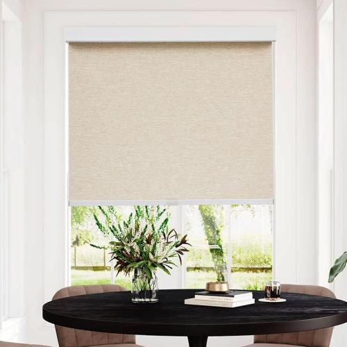 Persilux Free-Stop Cordless Roller Window Blinds Light Filtering Roller Shades for Windows (Khaki 24 W x 72 H) Natural Woven Fabric UV Protection Thermal Insulation Roller Blinds for Windows, Home